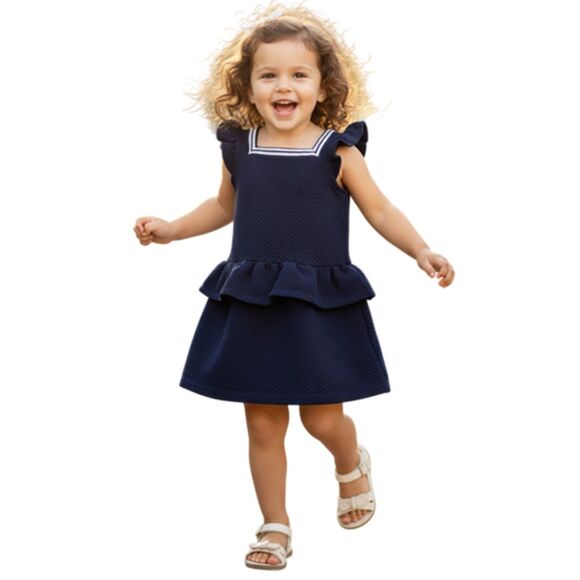 Janie and Jack Ruffle Navy Dress Size 2T - Picture 1 of 6